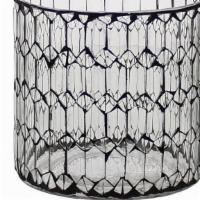 Mosaic Hurricane Geometric  · Crystal clear glass is hand cut and laid into intricate patterns then offset by a dark black...