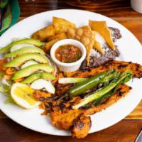 Carne Adobada · A Sliced of Pork with Guatemalan seasoning, casamiento ( refried black beans mixed with rice...