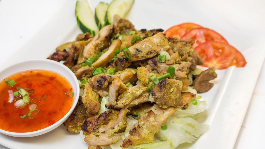 BBQ Chicken Main Dishes · Chicken marinated in Thai seasoning served with Thai BBQ sauce.