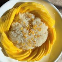 Sweet Sticky Rice with Mango · Popular. Sweet sticky rice mixed with sugar, coconut milk, and topped with crispy mung beans...