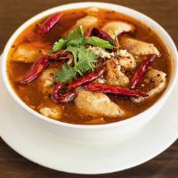 Szechuan Hot Spicy Fish Filet 水煮鱼片 · Served spicy.