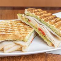 Turkey Pesto · Pesto, roasted bell peppers, provolone, substitute chicken for an additional cost.
on Sliced...