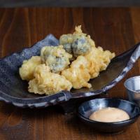 Cauliflower Tempura · Tempura fried cauliflower, matcha salt, yuzu aioli, tempura sauce.