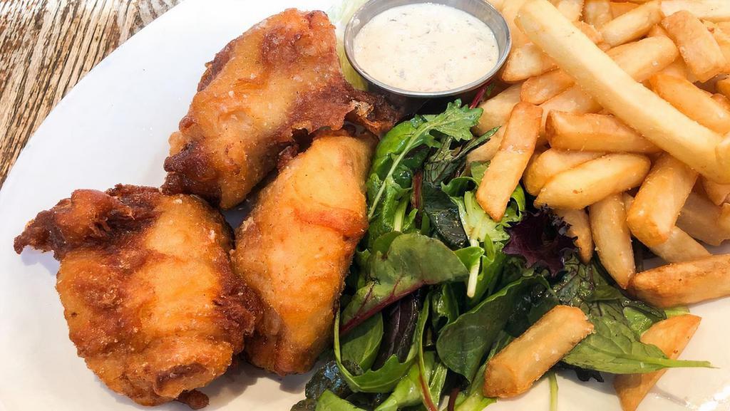 Brewmaster’s Fish and Chips · Locally caught cod in a house-beer batter with tangy tartar sauce and fries.