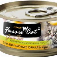 Fussie Cat Tuna Anchovy 2.8 Oz · Tuna, Water Sufficient for Processing, Anchovy, Sunflower Seed Oil, Tricalcium Phosphate, Lo...