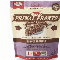 Primal Pronto Raw Turkey Cat 1# · 1lb Feline Turkey Pronto Formula Complete Frozen Diet. Ingredients: Turkey, Turkey Necks, Tu...