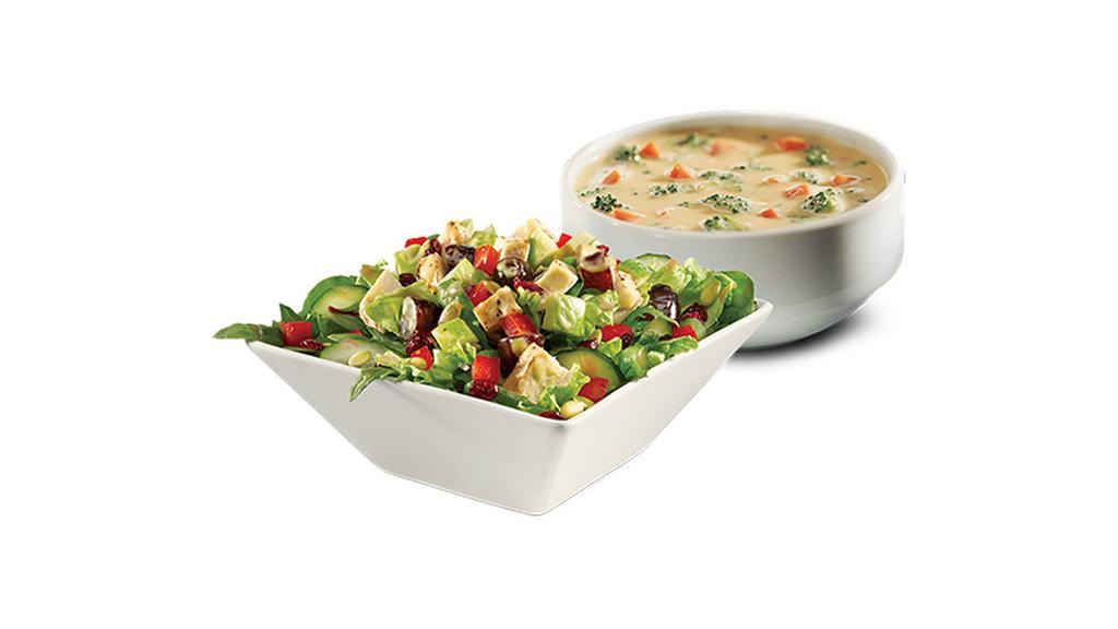 Pair Up Salad & Soup · Half salad and soup.