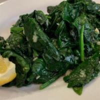 Sauteed Spinach. · olive oil and garlic