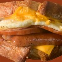All The Meats · Scrambled or over medium egg, applewood smoked bacon, sausage, Canadian bacon, and American ...