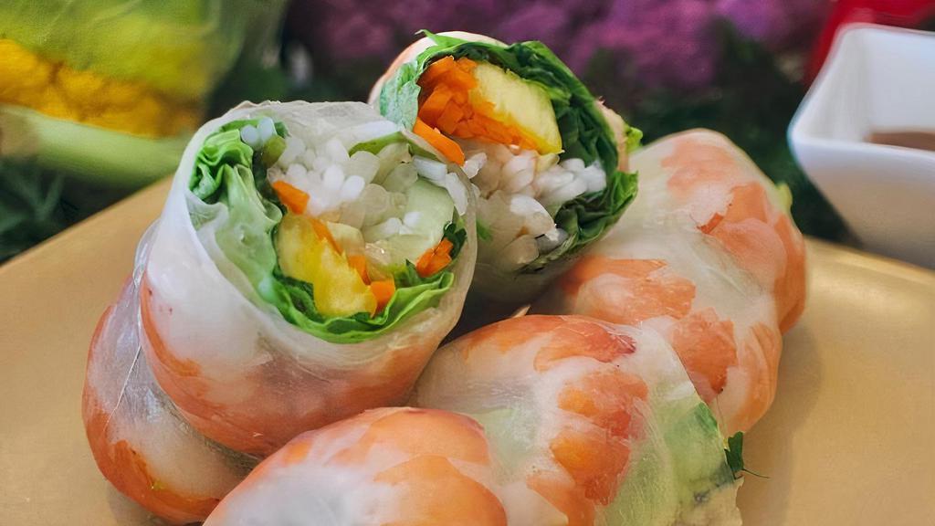 Tofu Spring Roll (gỏi cuốn đậu hủ) · Vegetarian. 4 half rolls per order.  Our spring rolls are perfect for a light meal.  Similar to our Vermicelli Salad, it contains your choice of protein, lettuce, cilantro, mint, pineapple, carrots, vermicelli noodles, bean sprouts, and cucumber.  Pair it with our housemade peanut sauce or fish sauce!  Vegetarian-friendly!