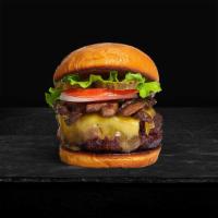 Shrooms & Cheese Burger · American beef patty topped with mushrooms, melted cheese, lettuce, tomato, onion, and pickle...