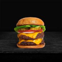 Double Cheesin' Cheese Burger · Two American beef patties topped with melted cheese, lettuce, tomato, onion, and pickles. Se...