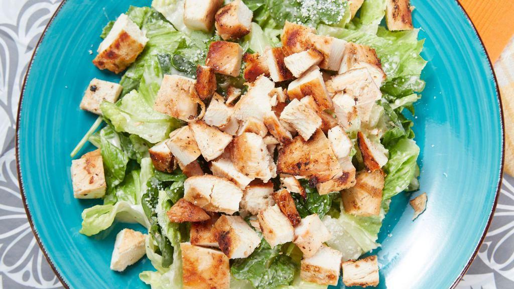 MMG Caesar Salad · Gluten free. Chicken or steak, Parmesan cheese, and zero carb Caesar dressing over romaine lettuce.