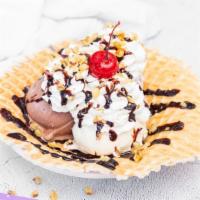 The Fix · Vanilla, strawberry & French chocolate ice cream with hot fudge, whipped cream, walnuts & ch...