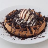 Cookies N Cream Waffle · Chocolate Chip, Whipped Cream, Ice Cream, Oreo® Crumbs