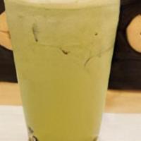 Green Tea Bubble Tea · With whole milk.