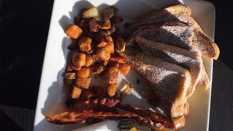 #16. French Toast Classic · 2 slices of French toast, country fry potato, and choice of meat (ham, bacon, sausage).
