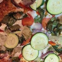 TumbleWeed - Slice · Artichokes, Red Bell Pepper, Red Onion, Spinach, and Zucchini