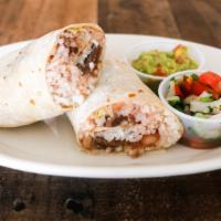 The Beans Burrito · Rice, beans, pico de gallo, cheese and your choice of salsa.