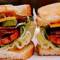 California · Blt with avocado, sprouts and cheddar cheese.