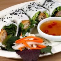 Golden Mountain Spring Roll (Crispy) · Shrimp and pork, rice noodle, herbs, nuc mom.
Gluten-Free not available.