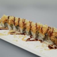 Spiderman · In: soft shell crab, cucumber, unagi
Out: spicy crab, crunch, sweet sauce, spicy mayo