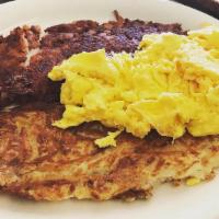 Corned Beef Hash and Eggs · Can corned beef hash, eggs, hash brown or home fries and toast.