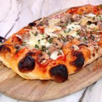 Salsiccia · Mozzarella, Italian sausage,  mushroom, onion and tomato