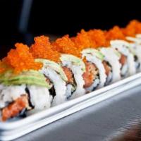 San Francisco Roll · Crispy spicy tuna topped with avocado and tobiko.