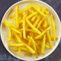 Fries Fries Away · Idaho potato fries cooked until golden brown and garnished with salt.