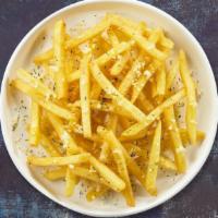 Cheesy Frieday · Idaho potato fries cooked until golden brown and garnished with cheese.