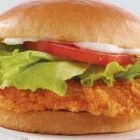 Spicy Chicken Sandwich · Four ounces of deep-fried chicken breast stacked with our spicy house sauce, lettuce, and to...