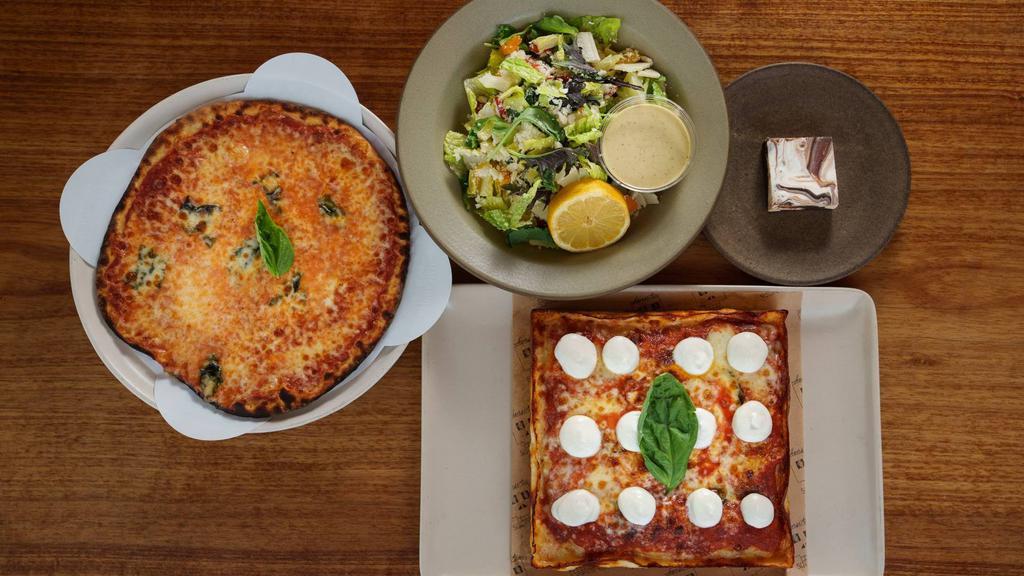 Date Night · Caesar/ Cheese Pub Pie/ Cheese Pizza/ Marbled Fudge (Serves 2-3)