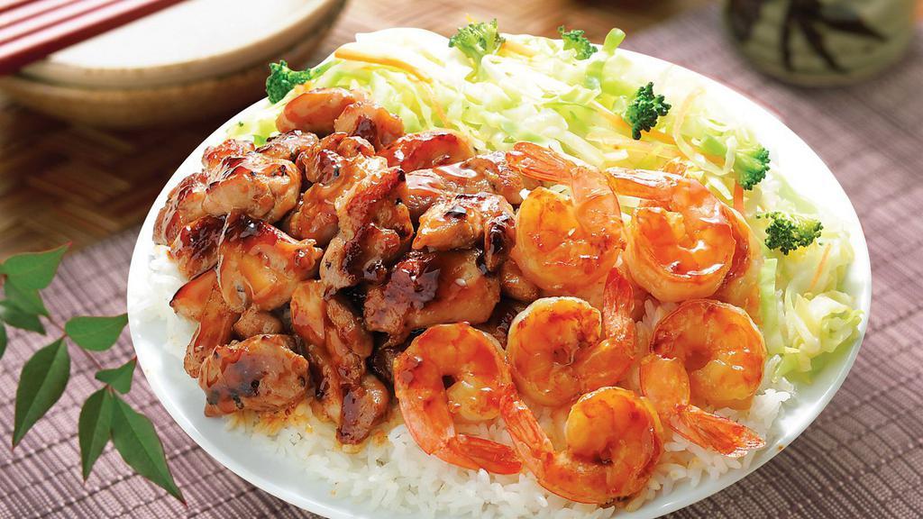 Teriyaki Chicken & Shrimp Combo Plate · 