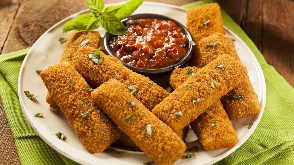 Mozzarella Sticks · Crispy breaded mozzarella sticks served with savory marinara sauce.