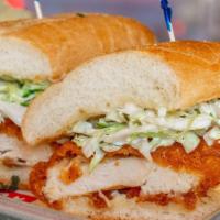Fried Chicken Sandwich · Mary's free-range fried chicken, signature herb and spice blend on an amoroso hearth-baked r...