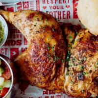 Flipped Entree · Mary's free-range rotisserie chicken (one leg, one thigh and half breast - rosemary lemon br...