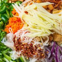 Z64. Rainbow Salad · Egg noodle, two types of rice noodles, vermicelli noodle, red onions, cucumber, cabbage pota...