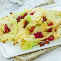 B07. Stir Fried Cabbage with Chili Pepper · Cabbage with dried pepper and garlic sauce.