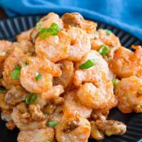 9SA. Walnut Shrimp · Lightly fried shrimp tossed in a wok with sweet sauce, topped with toasted walnuts, and sesa...