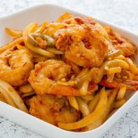 ZNY. Burmese Shrimp · Wok-sautéed shrimp with onions, garlic, ginger, jalapeños, dried chilis, soy sauce, hoisin, ...