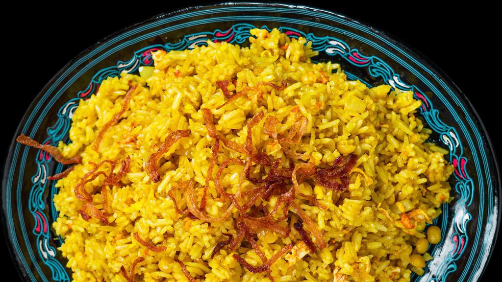 ZU0. Home Style Fried Rice · Jasmine or brown rice with onions, yellow beans, turmeric, fried onions, and egg. Vegan option available. Gluten-free.