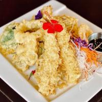 Mix Tempura · Deep fried jumbo shrimp (2) and vegetables.