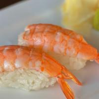 EBI NIGIRI · Cooked shrimp over sushi rice