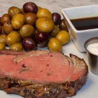 10oz Spitfire Roasted Prime Rib with Au Jus · **AVAILABLE ALL DAY, THURSDAY-SUNDAY.. choice of two sides & one sauce