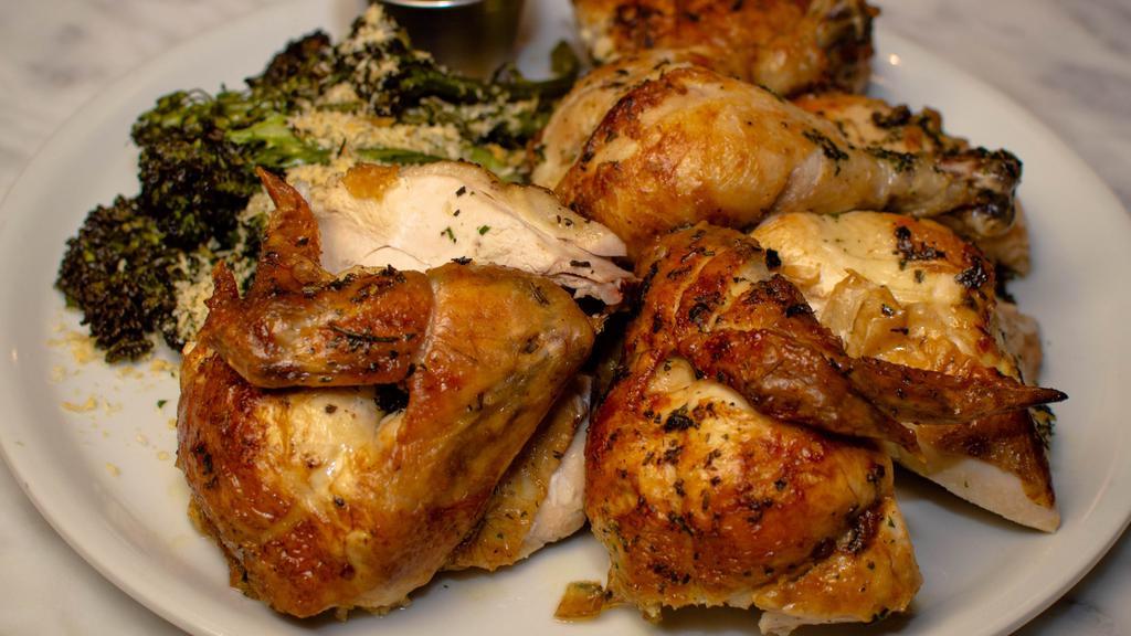 Whole Bird - Pitman Family Farms Local Chicken · Mary's free-range slow roasted rotisserie chicken, house marinade, choice of two sides & one sauce