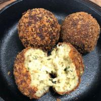 Veggie Croquettes · Serving of 4 deep fried, crunchy, breaded croquettes with a warm heart of mixed vegetables, ...