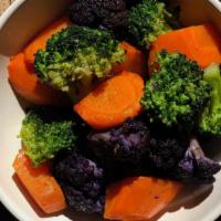 Mixed Veggies · Oven roasted seasonal mixed vegetables.