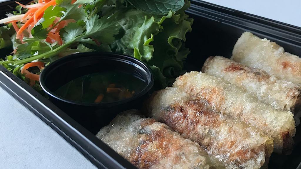 Chả Giò Tôm Cua  | Crispy Imperial Rolls · Brown Rice Paper Filled with Fresh Crab Meat - Shrimp - Chicken - Vermicelli - Taro – Carrots 
Cat Ear Mushroom - Butter Lettuce – Vietnamese Herbs - Garlic Nuoc Cham – Rice Noodles