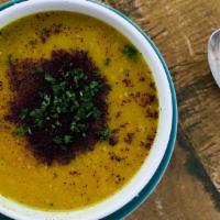 Lentil Soup · Red lentils, onions, and garlic with seasoning